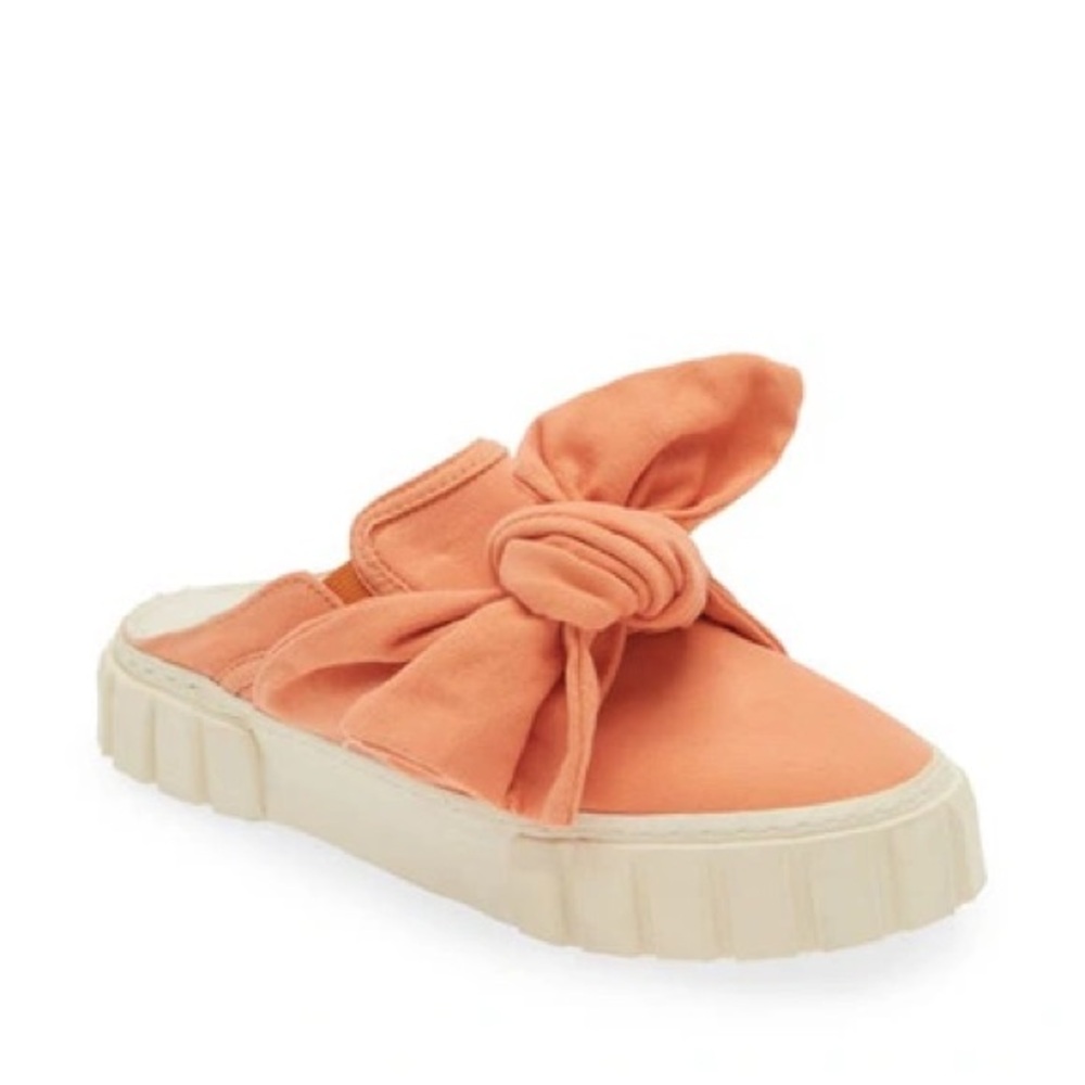 Farm Rio Orange Cream‎ Bow Mule Sneakers Slip-On Platform Shoes Size 6.5